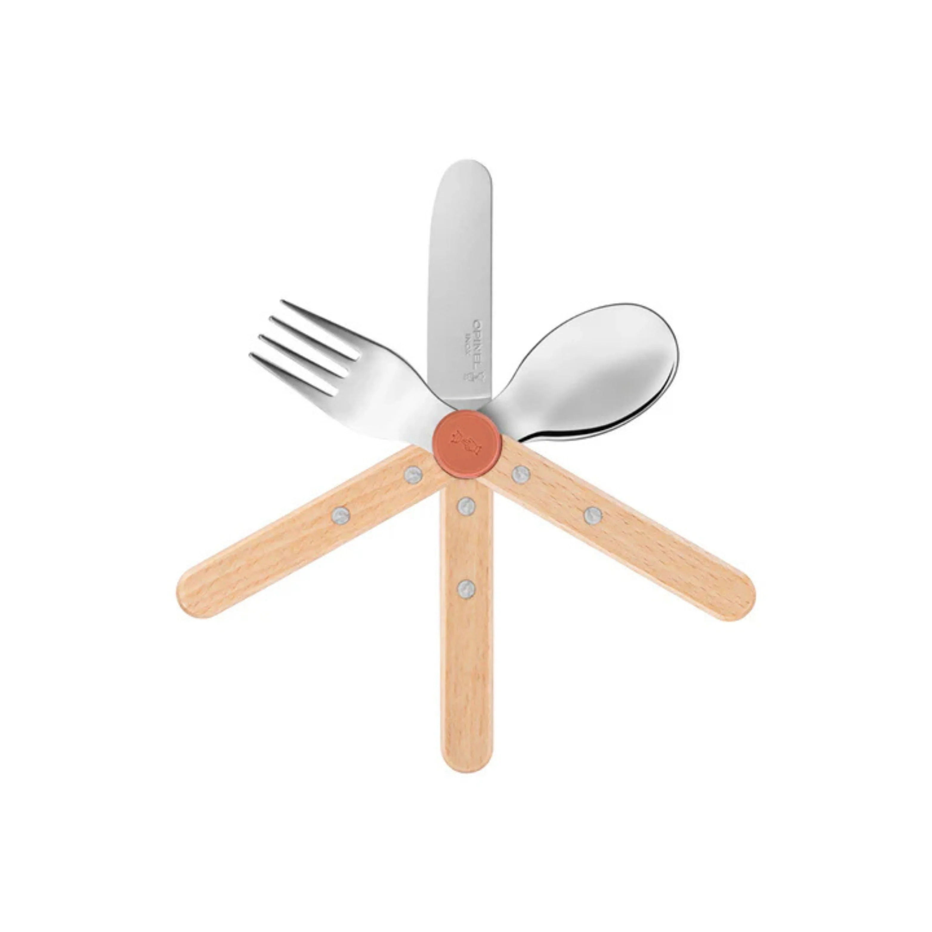 Opinel Le Petit Gourmet Green 3 Piece Children's Cutlery Set - Image 2