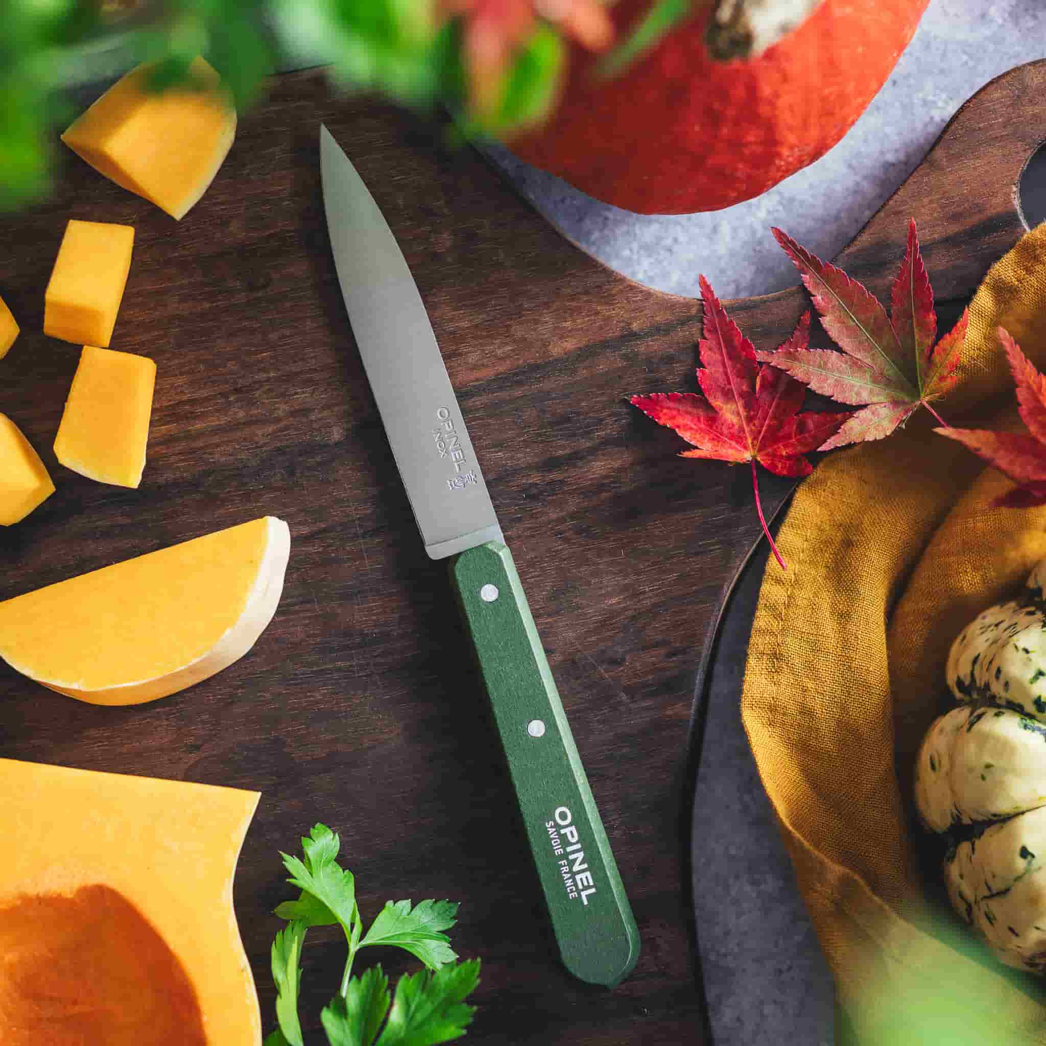 Opinel No 112 Khaki Beechwood Handle Paring Knife, 10cm - Image 2