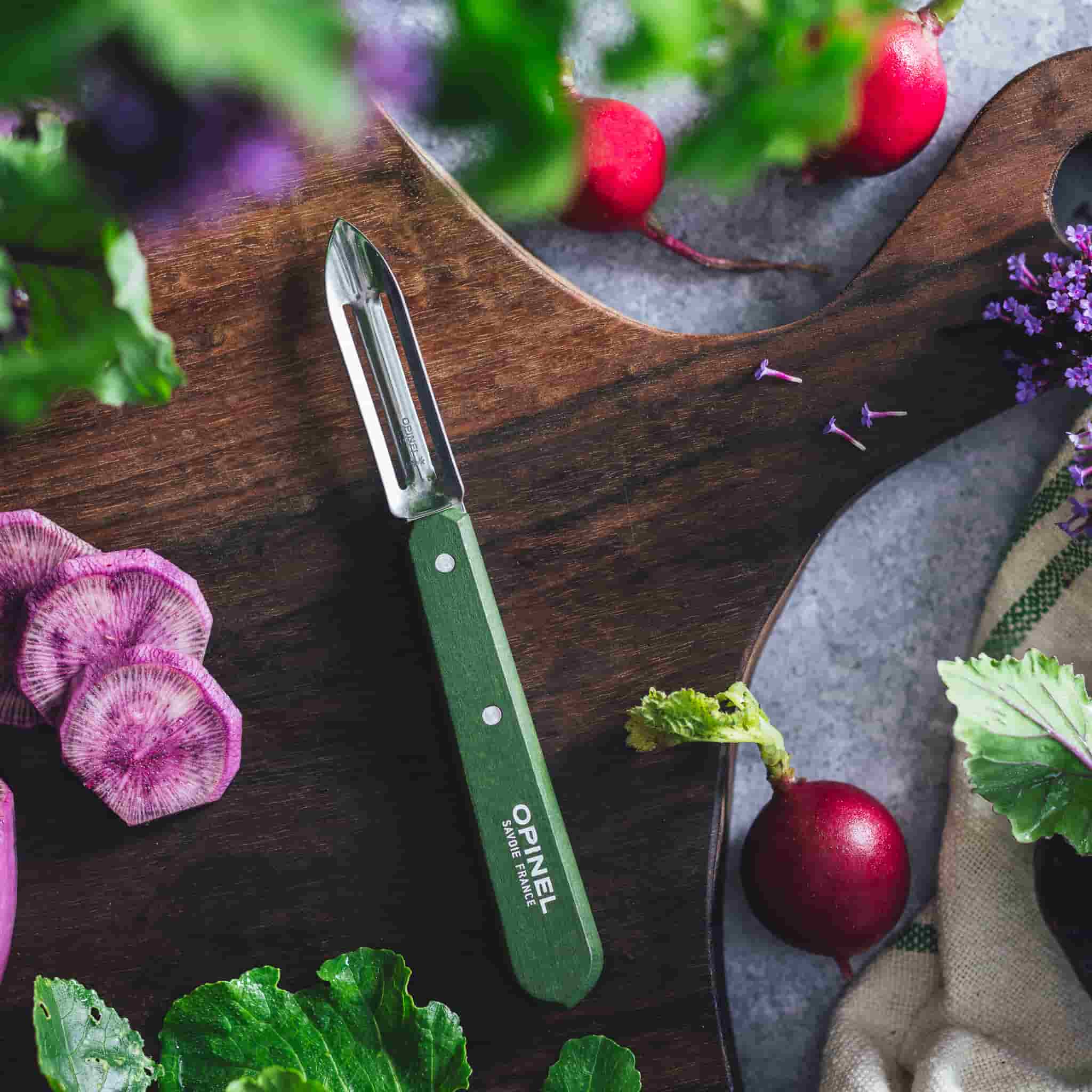 Opinel No 115 Khaki Beechwood Handle Peeler, 6cm - Image 2