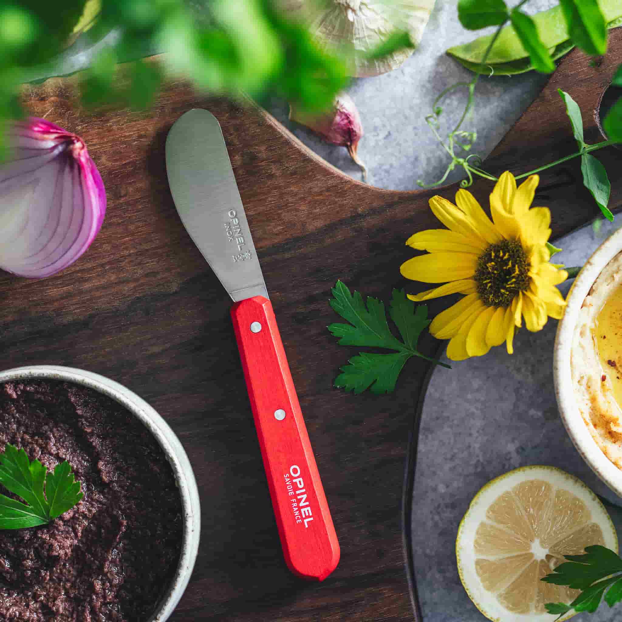 Opinel No 117 Red Beechwood Handle Spreading Knife, 6cm - Image 2