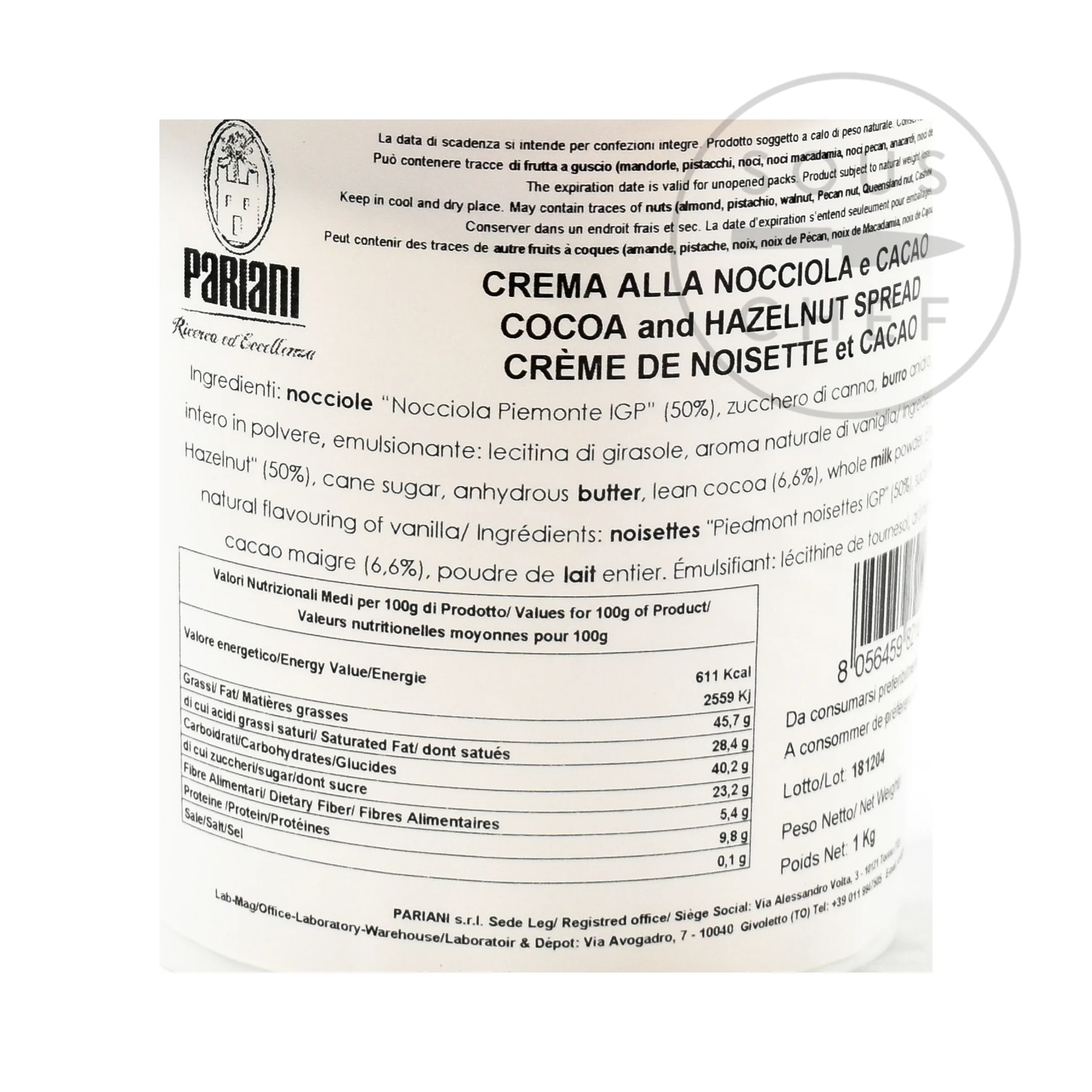 Italian Hazelnut Gianduja Paste, 1kg - Image 3