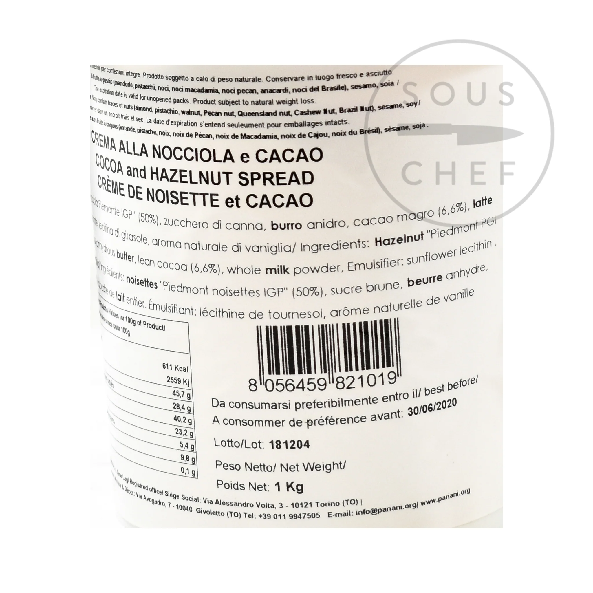 Italian Hazelnut Gianduja Paste, 1kg - Image 4