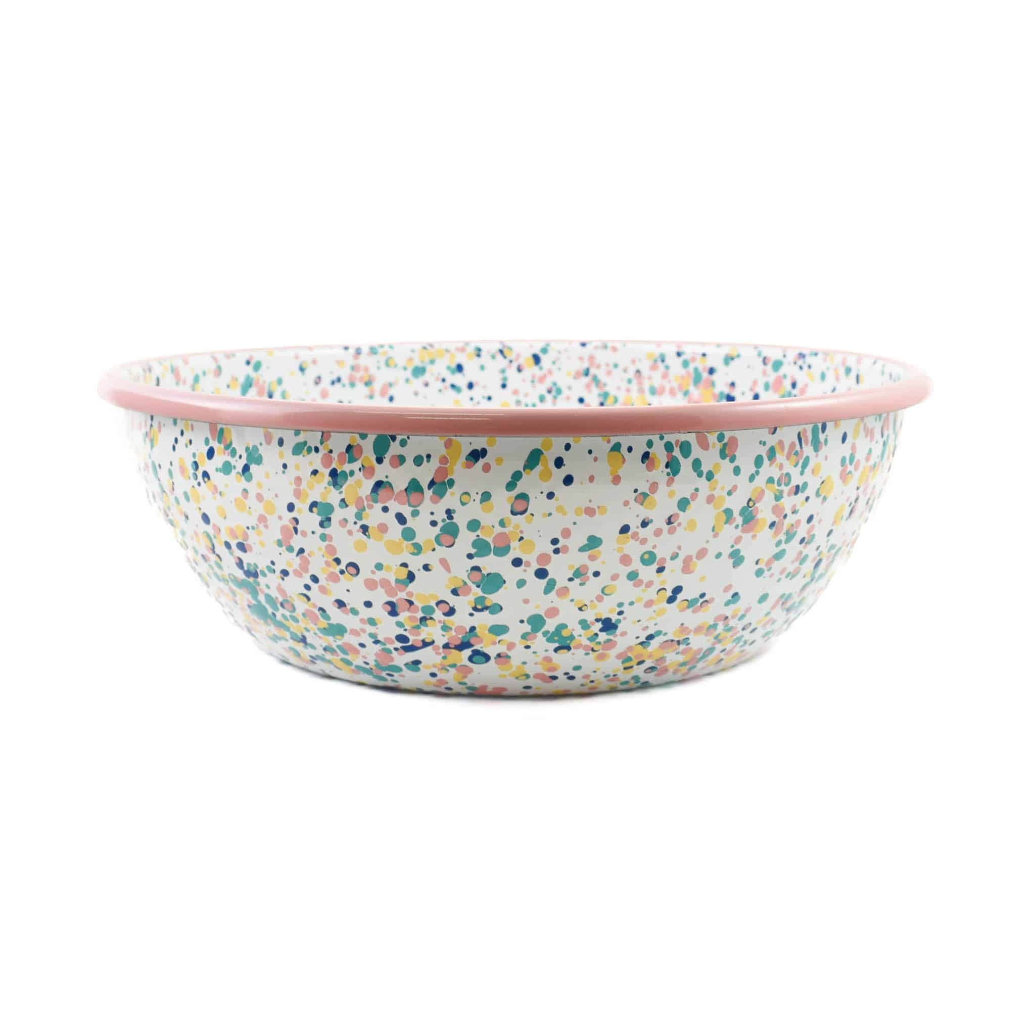 Pink Dot Enamel Large Salad Bowl, 32cm - Image 2
