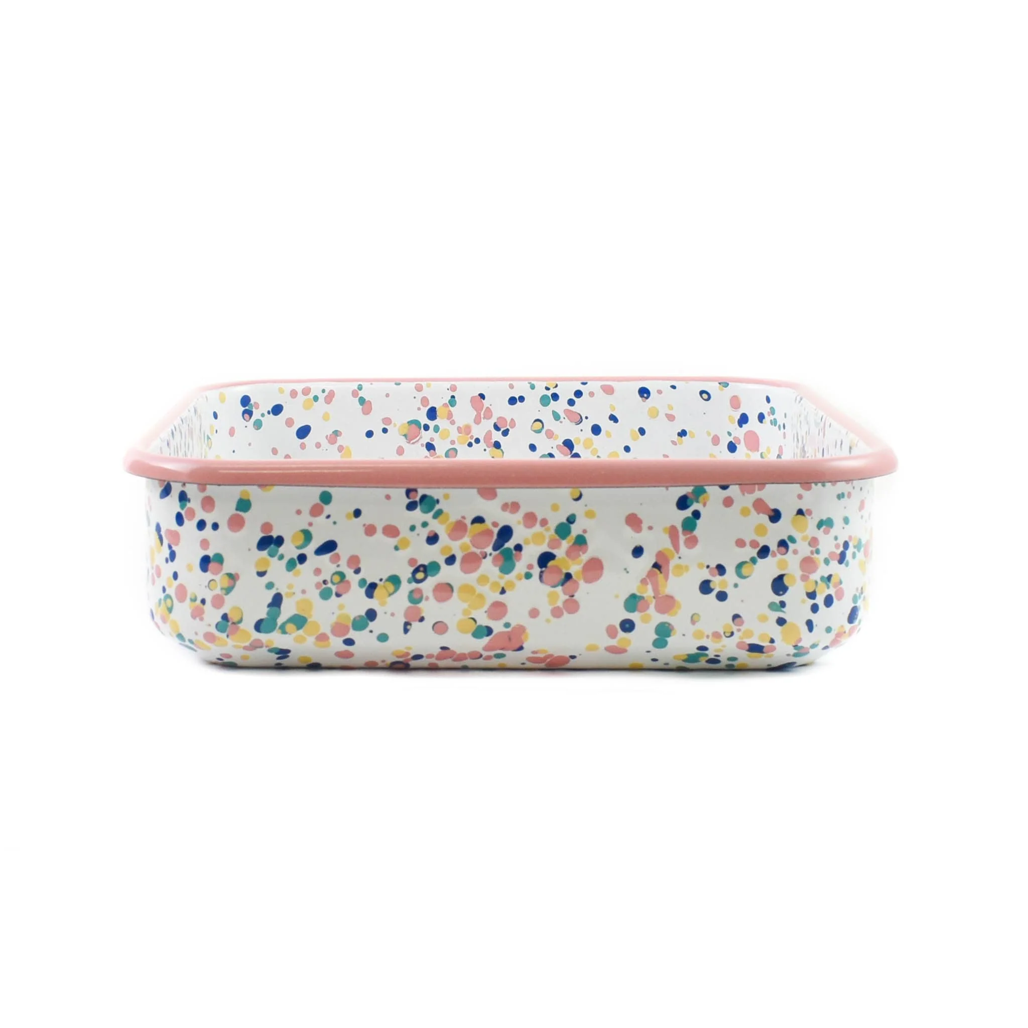 Pink Dot Enamel Square Roasting & Serving Dish, 21cm