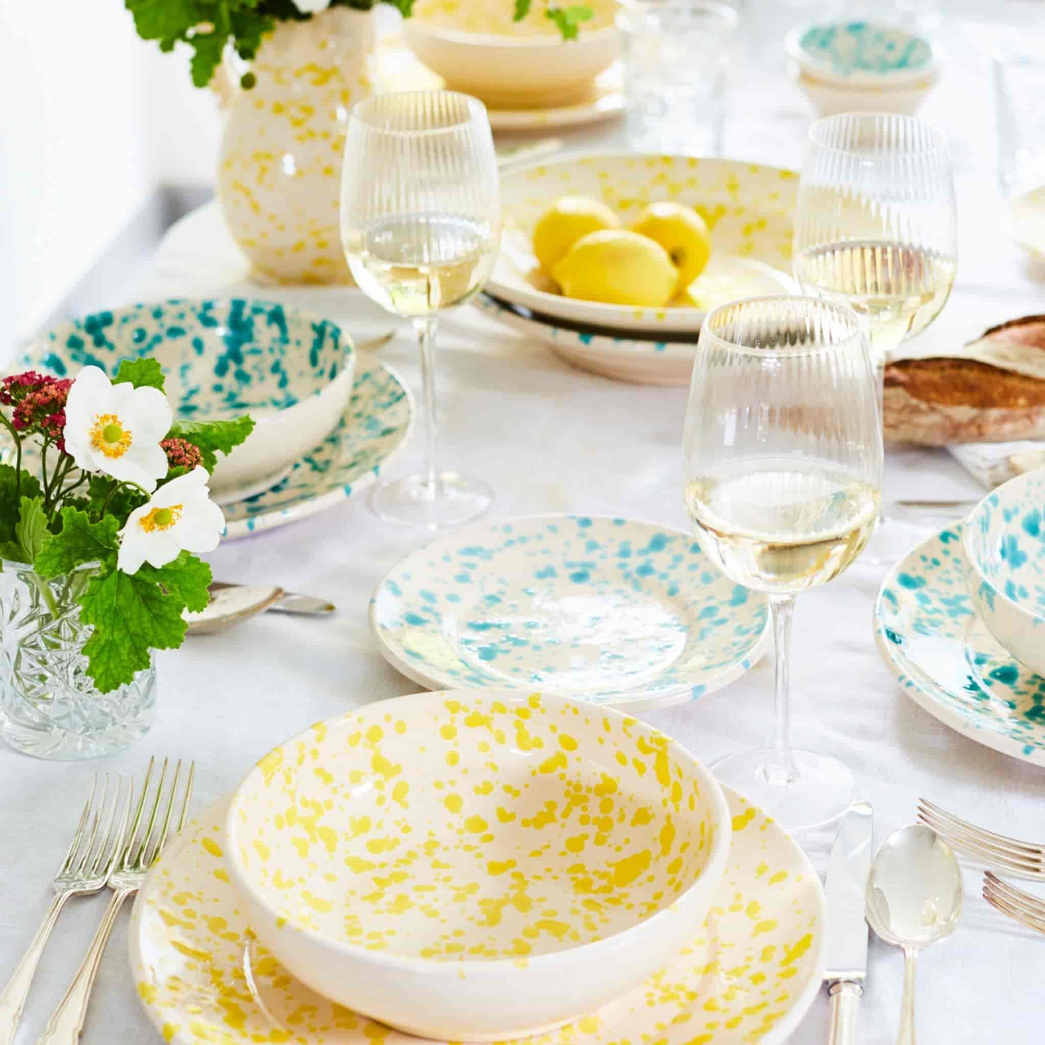 Puglia Aquamarine Splatter Pasta Bowl, 29cm - Image 5