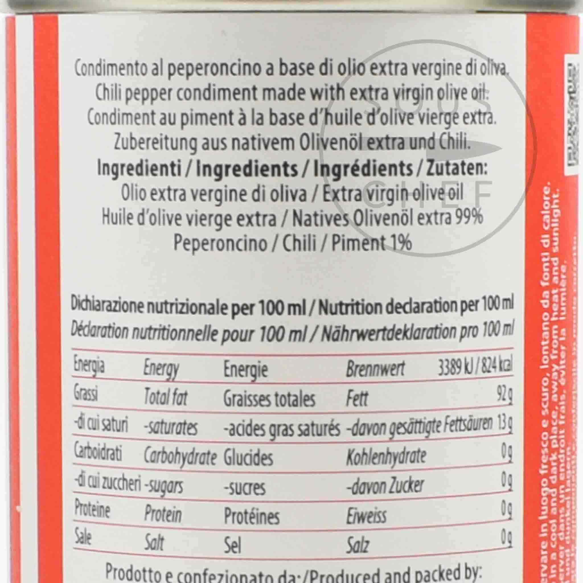 Puglian Chilli Extra Virgin Olive Oil In Tin, 250ml - Image 2