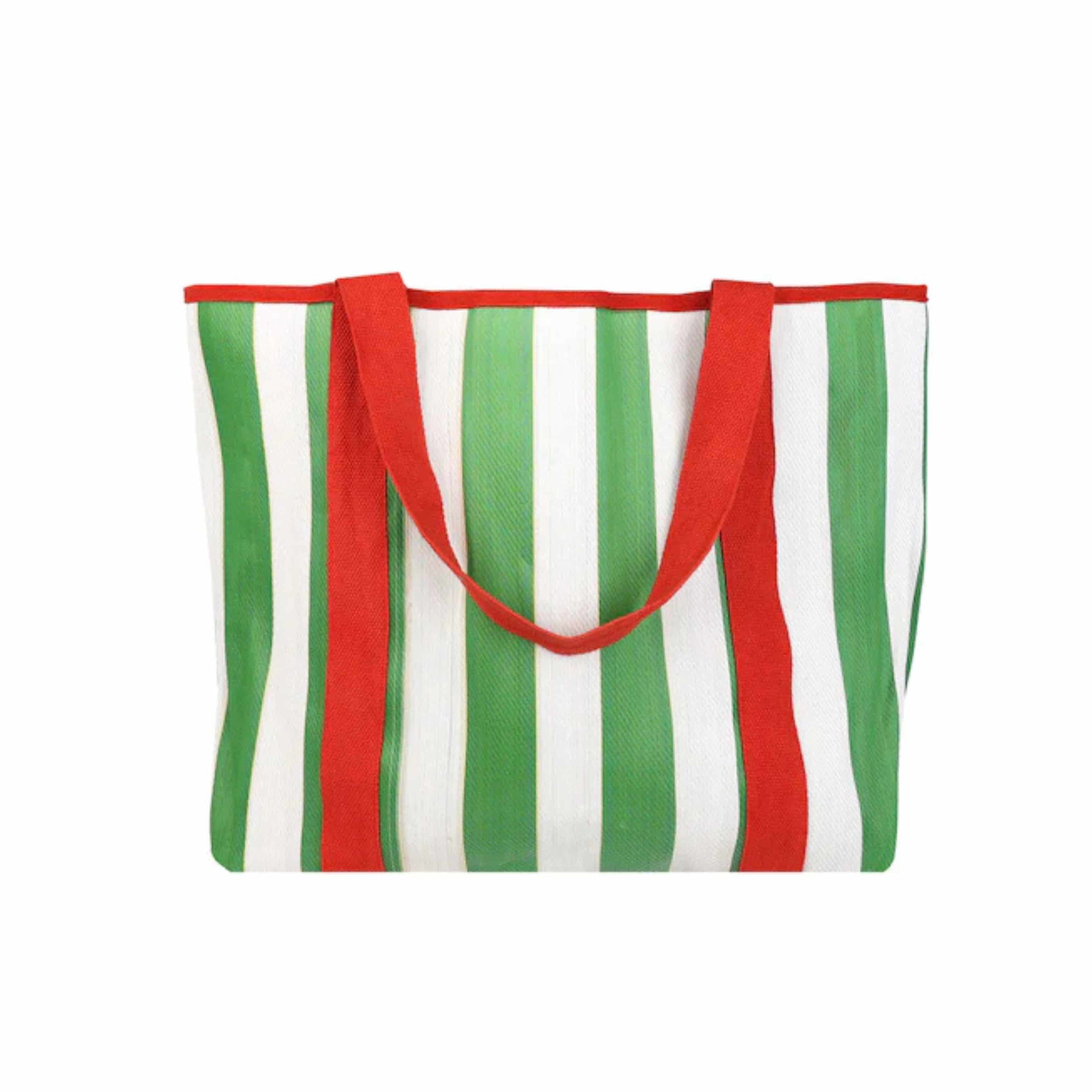 Recycled Plastic Striped Olive Tote Bag - Image 3