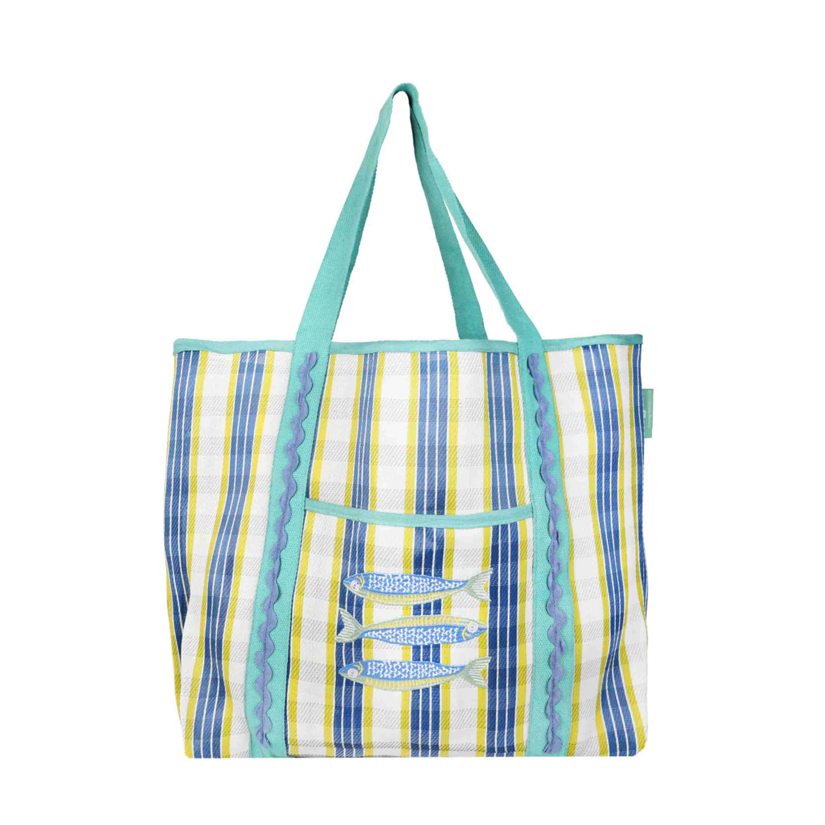 Recycled Plastic Striped Sardine Tote Bag