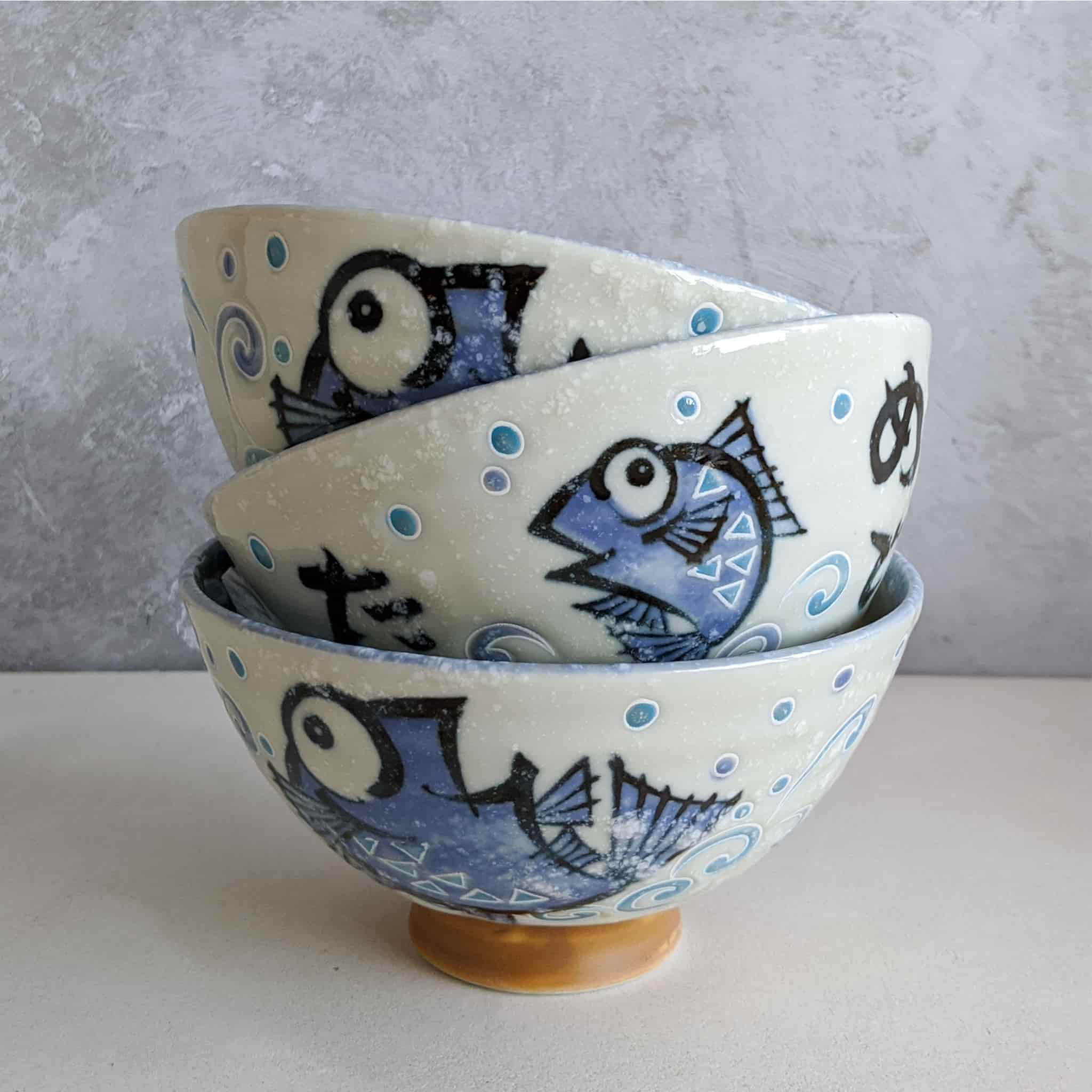 Rice Bowl With Blue Fish, 12cm - Image 5