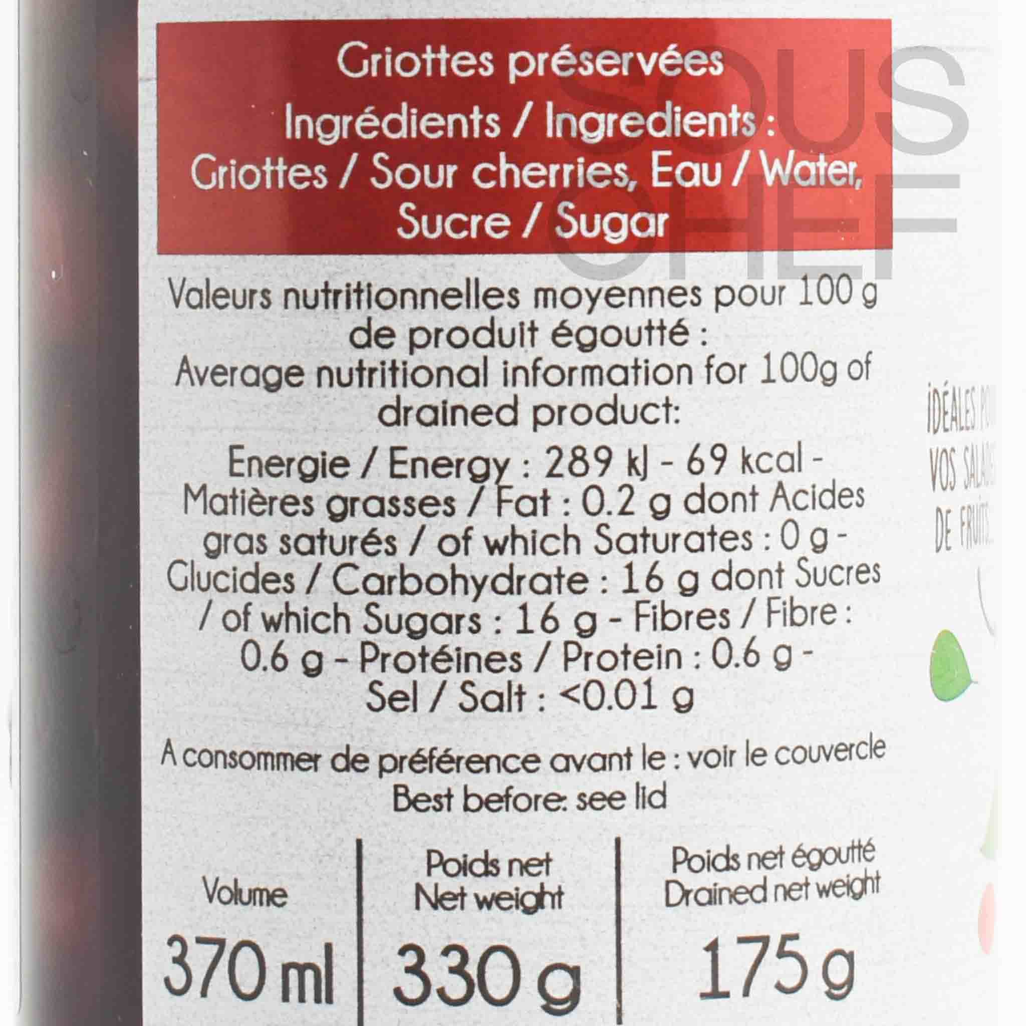 Sabarot Pitted Morello Cherries (Griottes), 370ml - Image 2