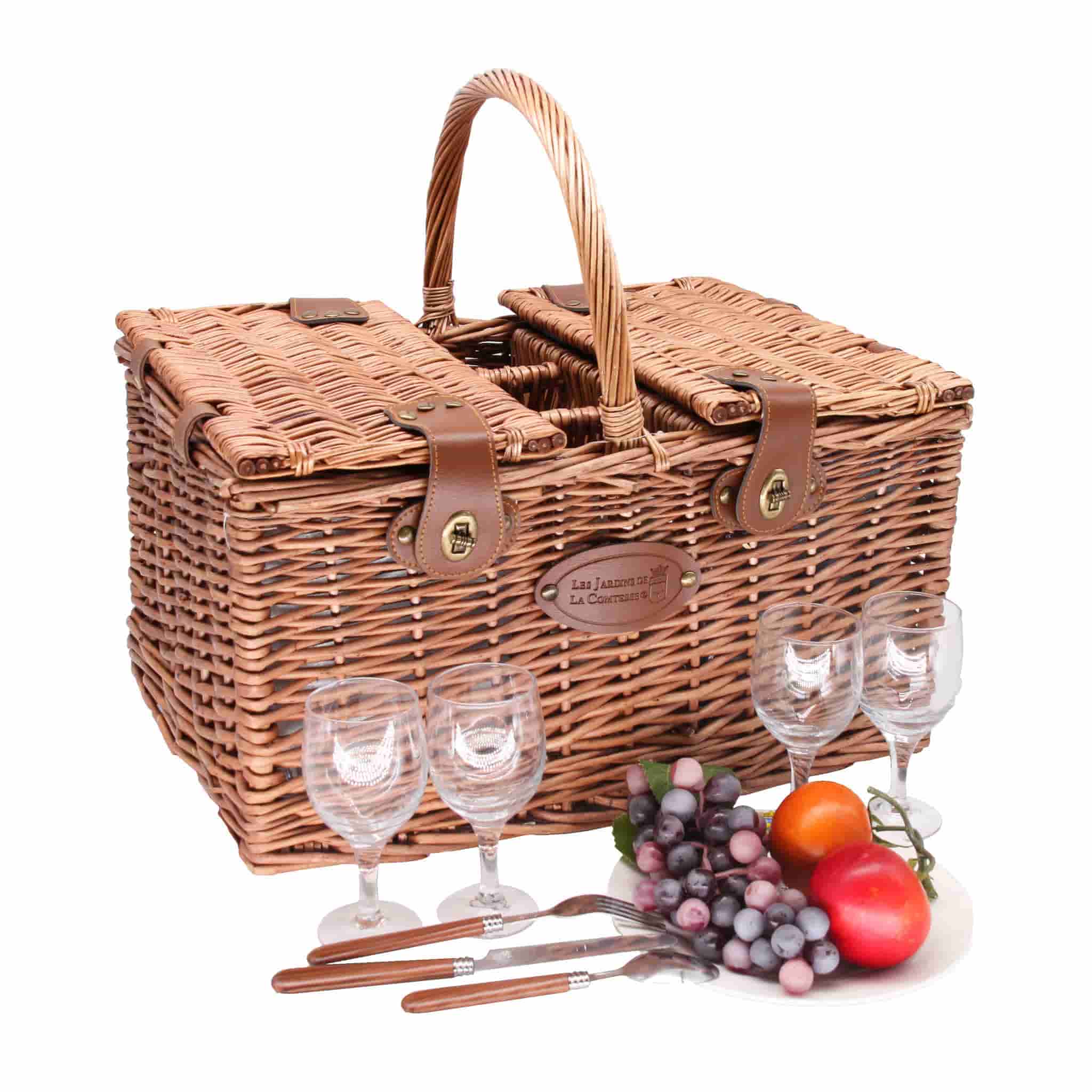 Saint-Germain Green Gingham Picnic Basket, 4 Person - Image 2