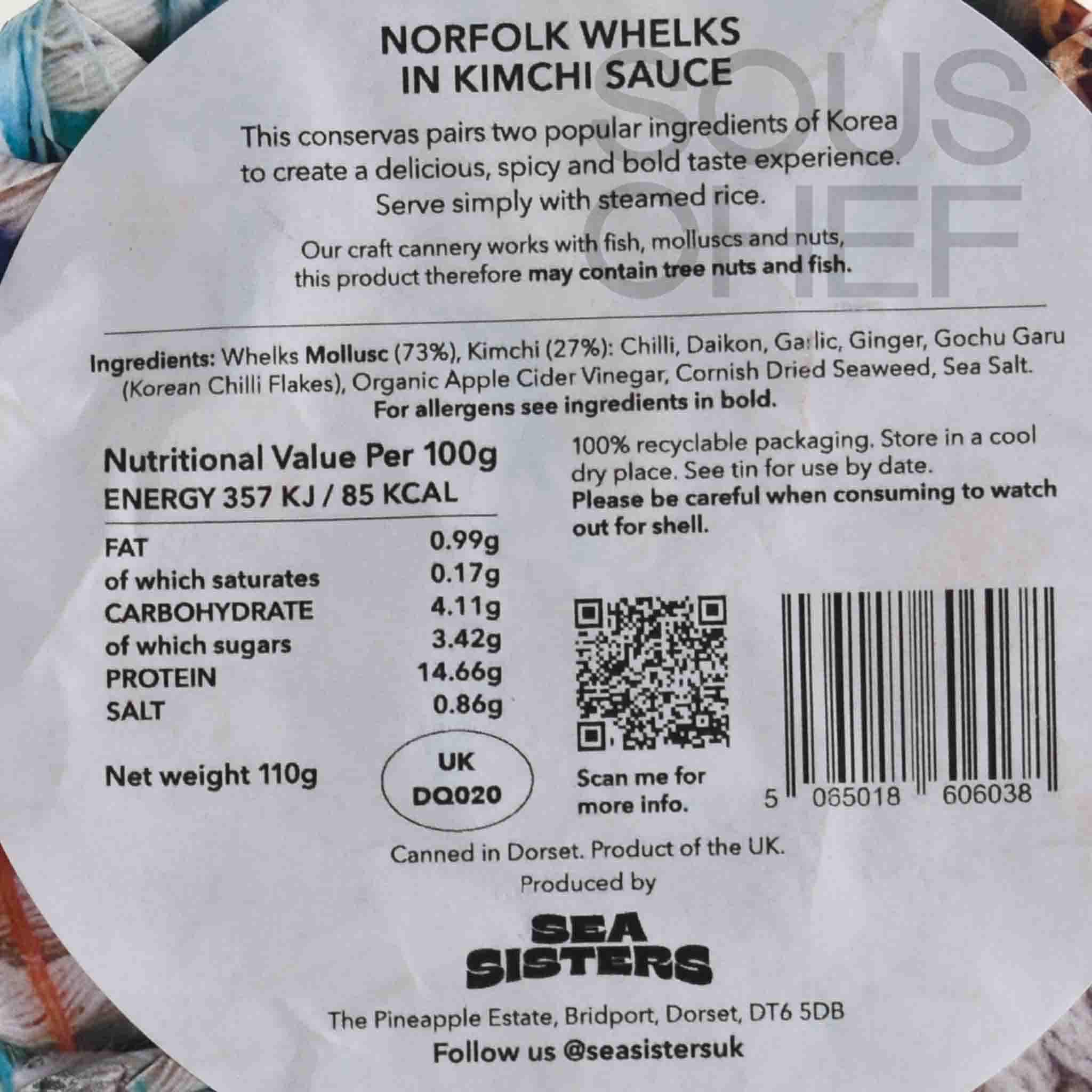 Sea Sisters Tinned Norfolk Whelks in Kimchi Sauce, 110g - Image 4