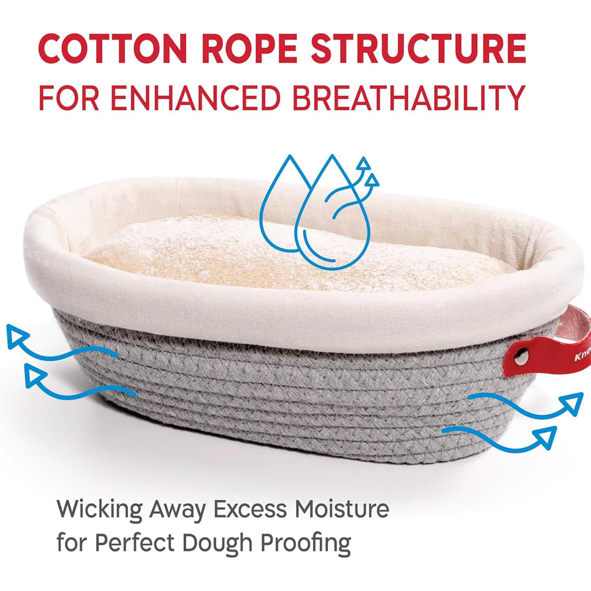 Set of 2 KneadAce Oval Cotton Rope Bannetons with Liner & Cover - Image 3