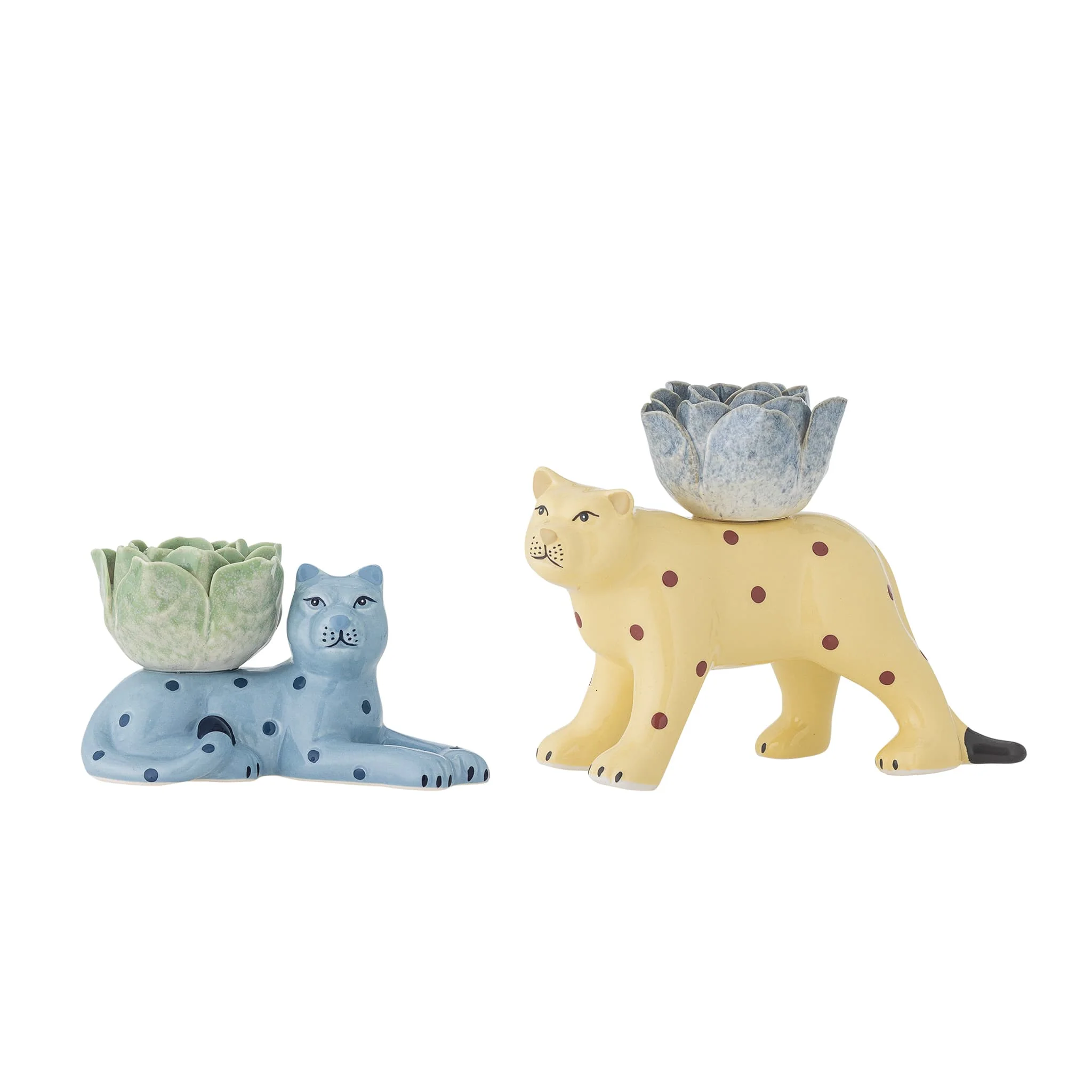 Set of 2 Rory Blue Stoneware Candle Holder
