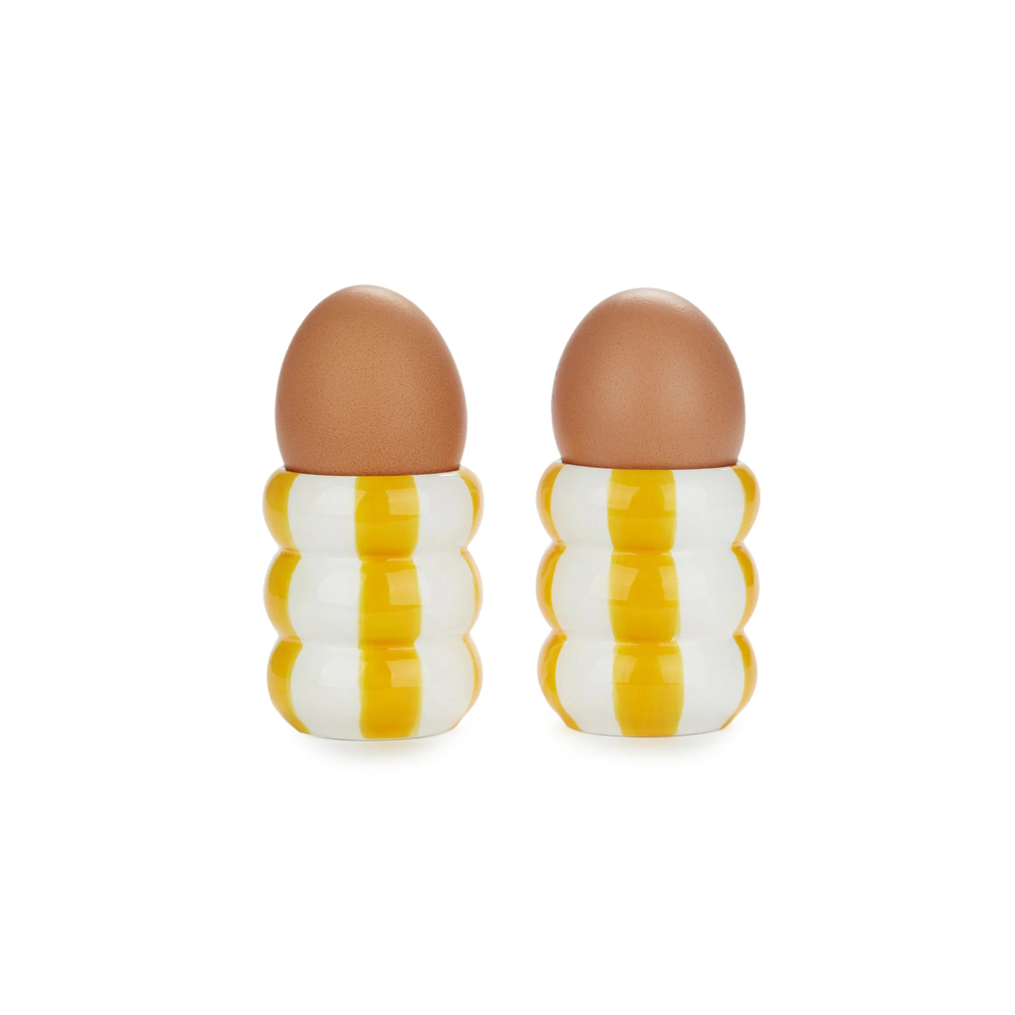 Set of 2 Yellow Striped Egg Cups