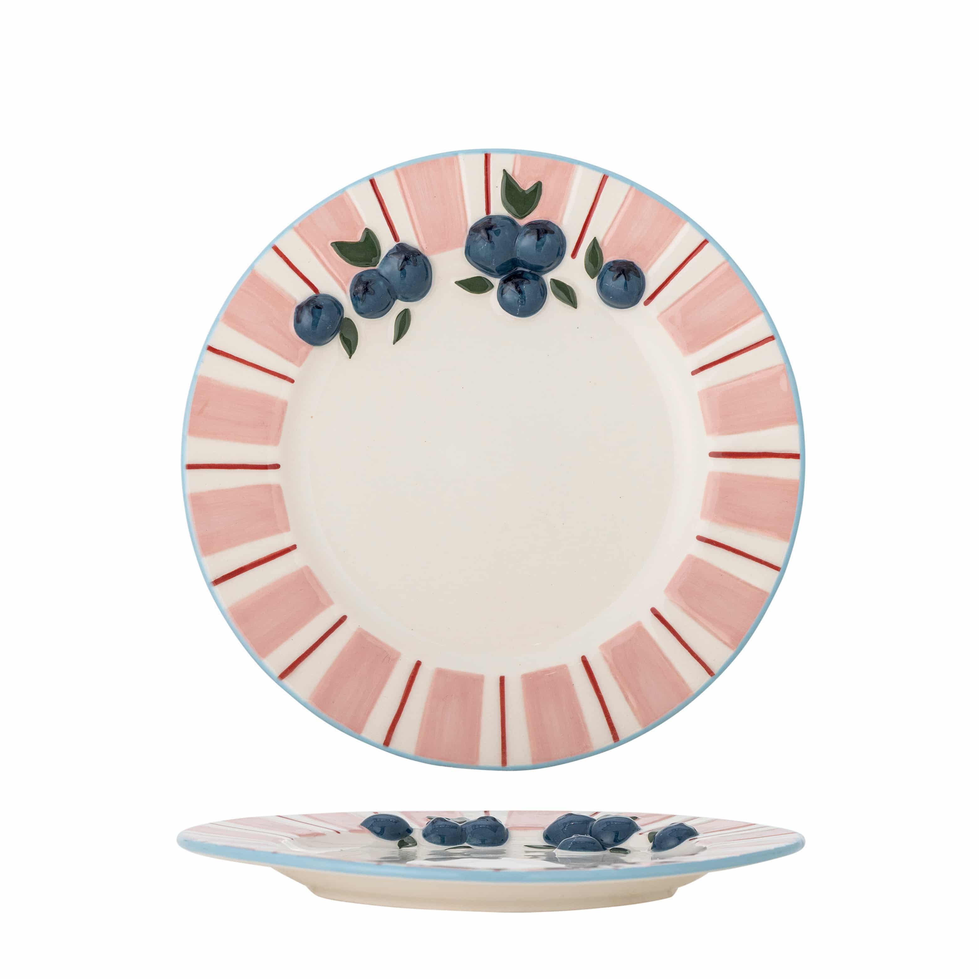 Set of 4 Blueberry Striped Side Plates, 20.5cm - Image 2