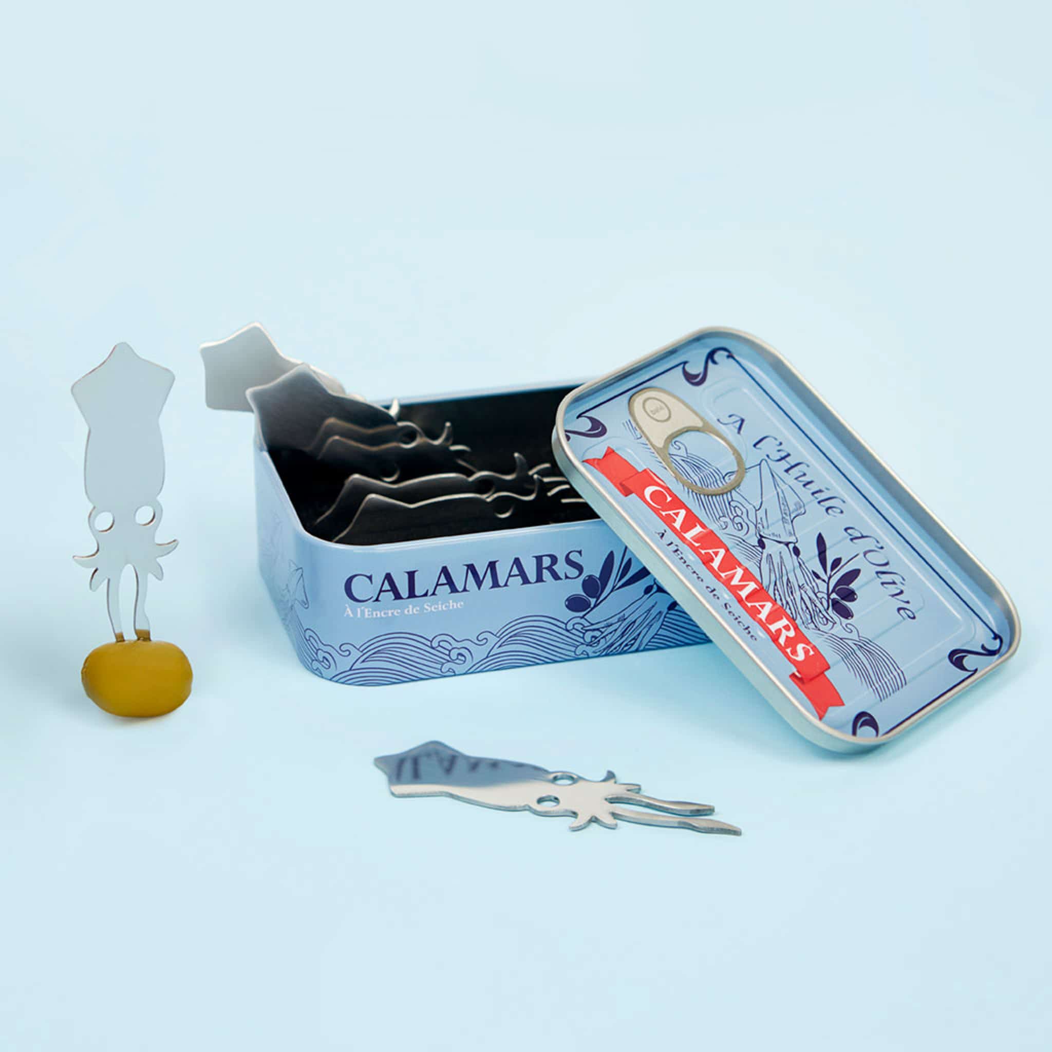 Set of 6 Calamari Snacking Forks in a Tin - Image 2