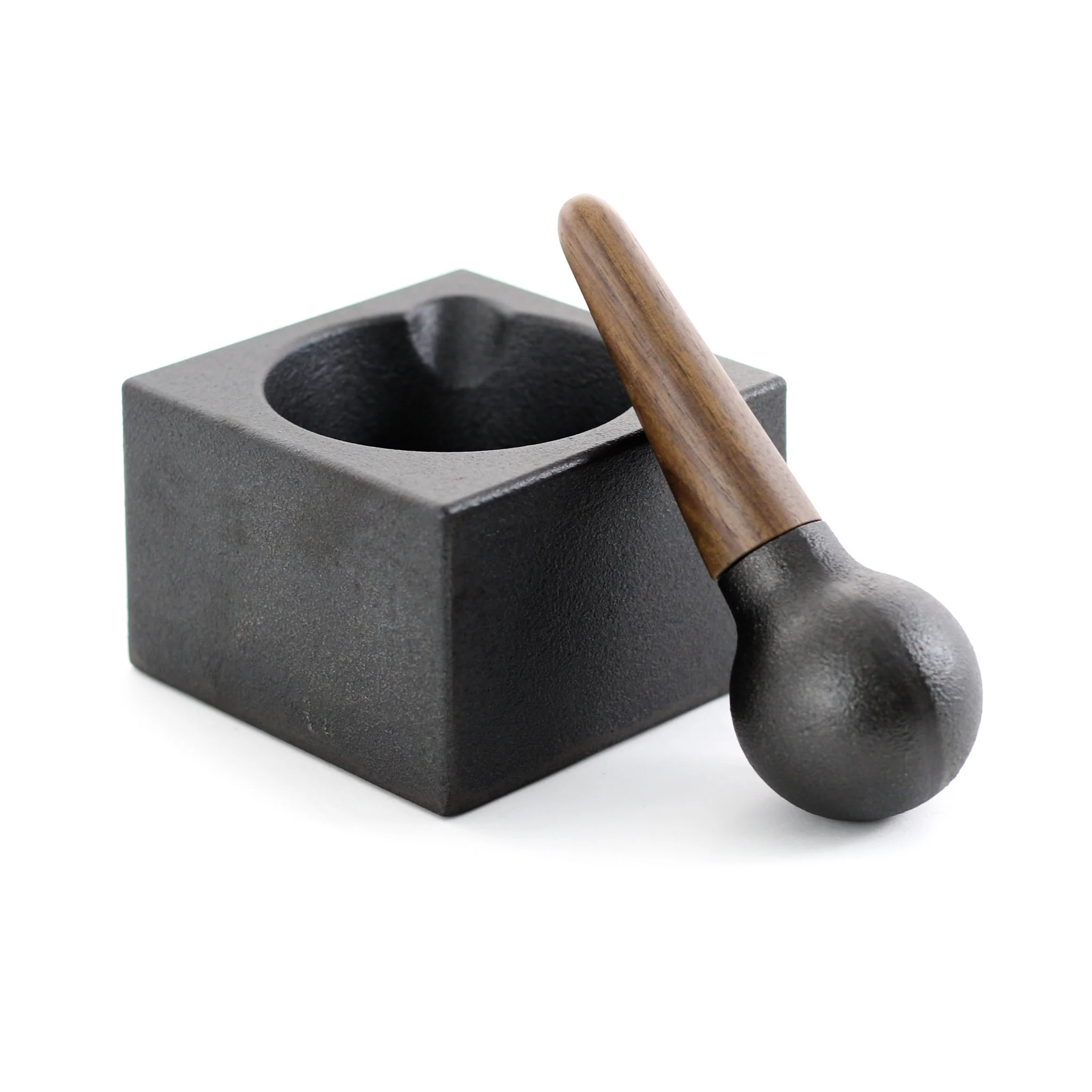 Skeppshult Contemporary Cast Iron & Walnut Pestle & Mortar - Image 2