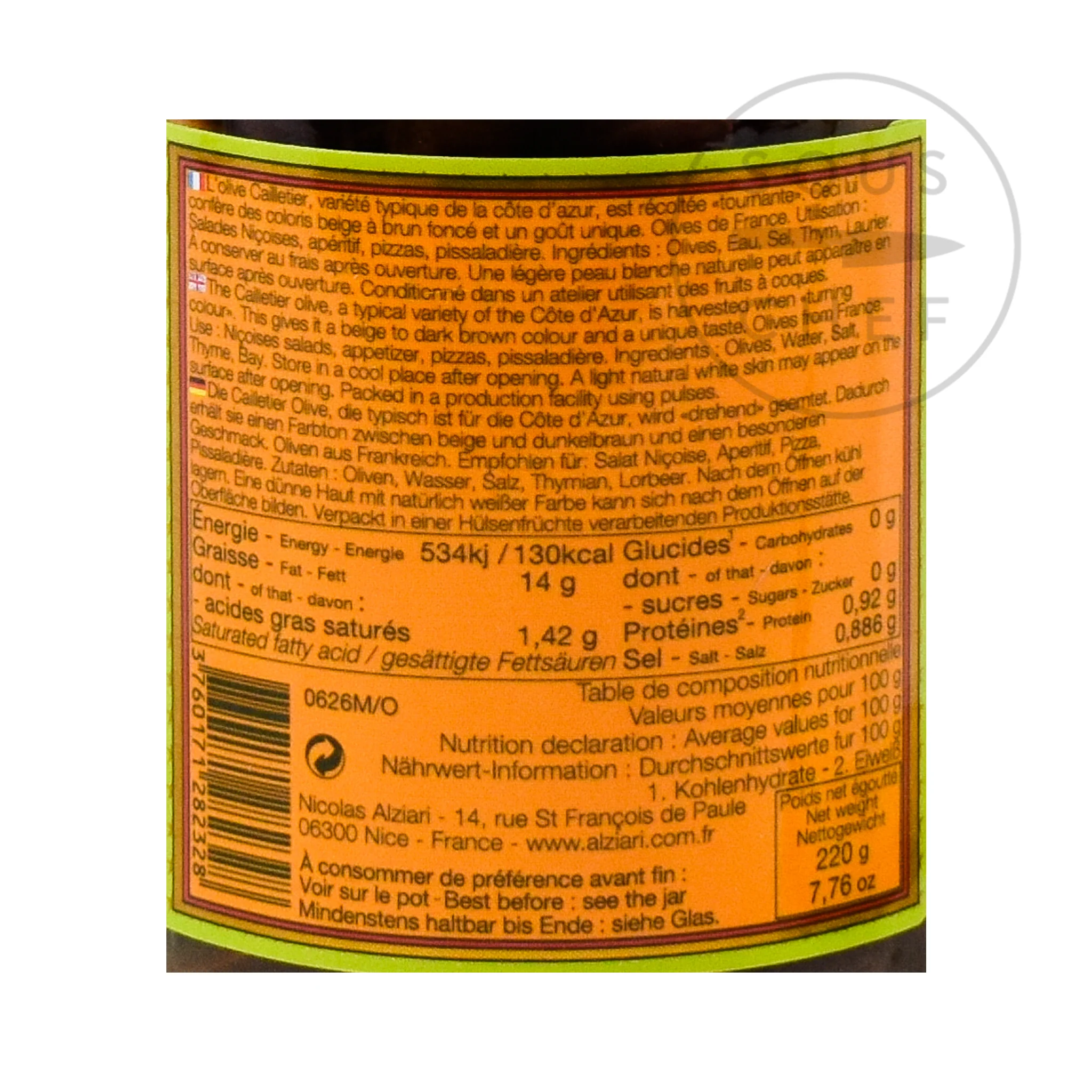 Nicolas Alziari Small Cailletier Olives from Cote D'Azur, 220g - Image 4