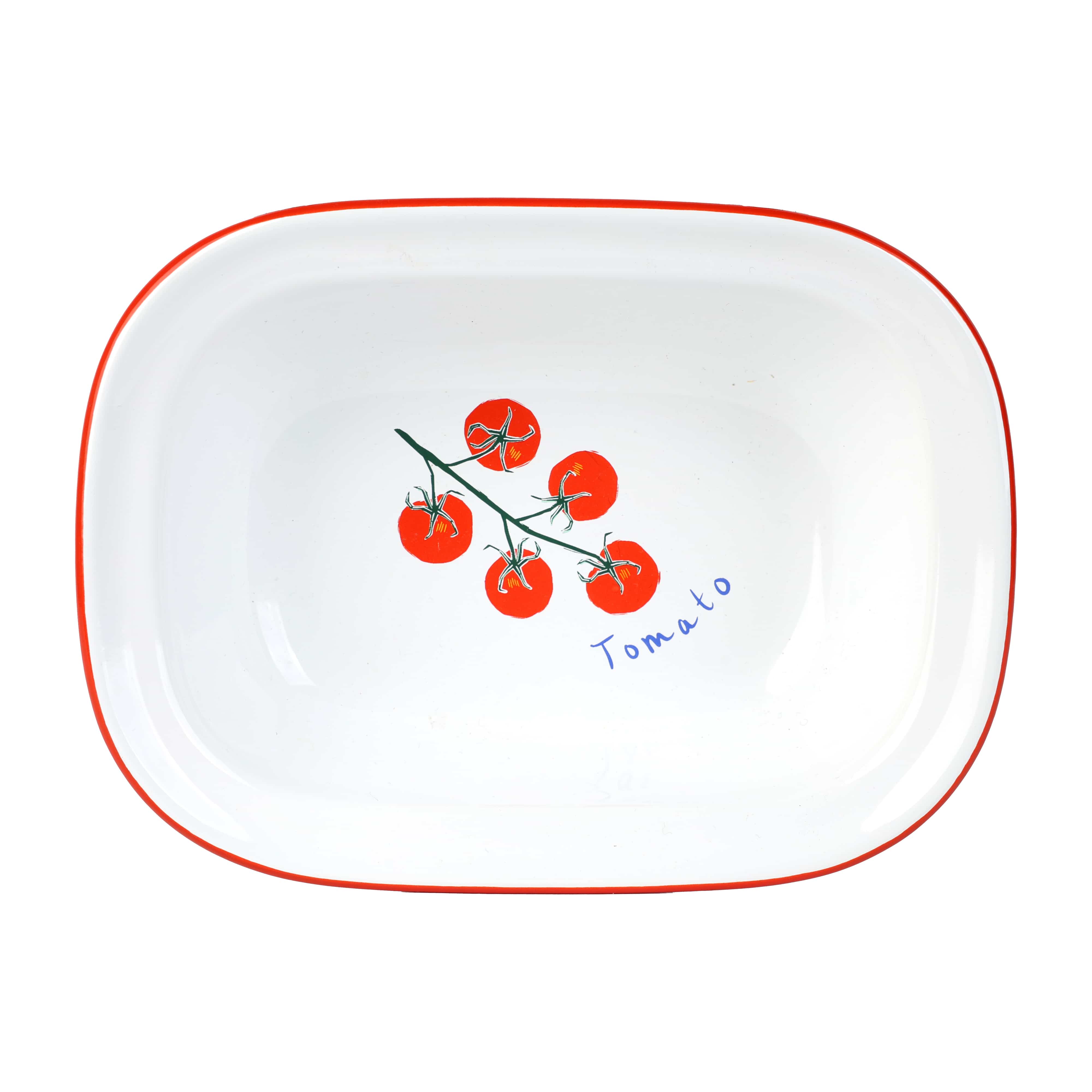 Tomato Printed Enamel Small Roasting Dish, 20cm - Image 3