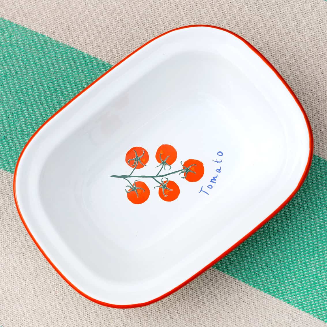 Tomato Printed Enamel Small Roasting Dish, 20cm - Image 4