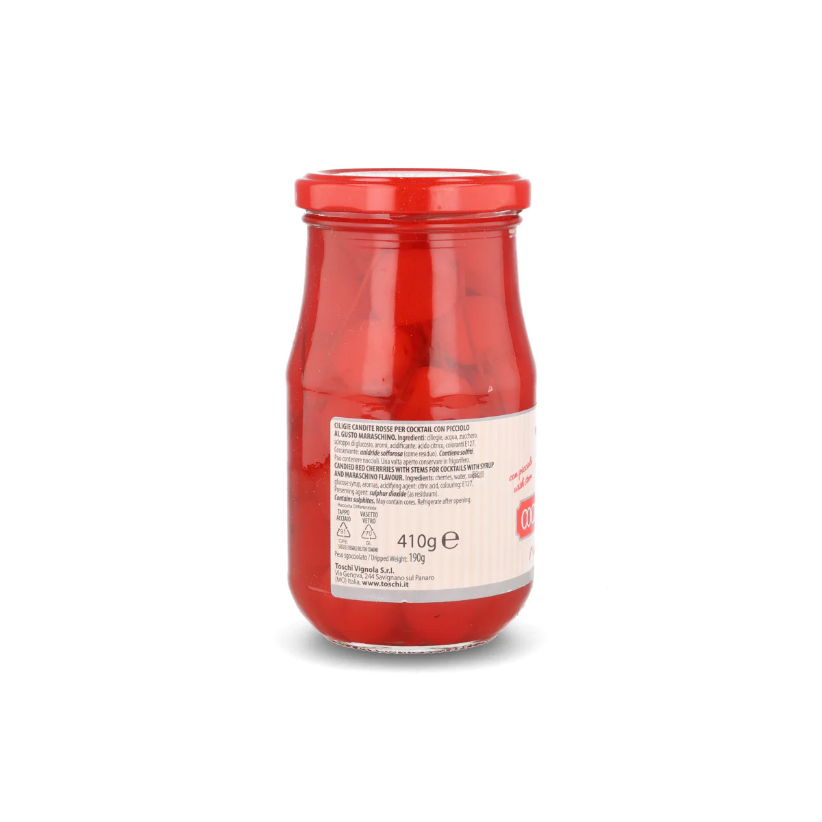 Toschi Red Cocktail Cherries, 410g - Image 2