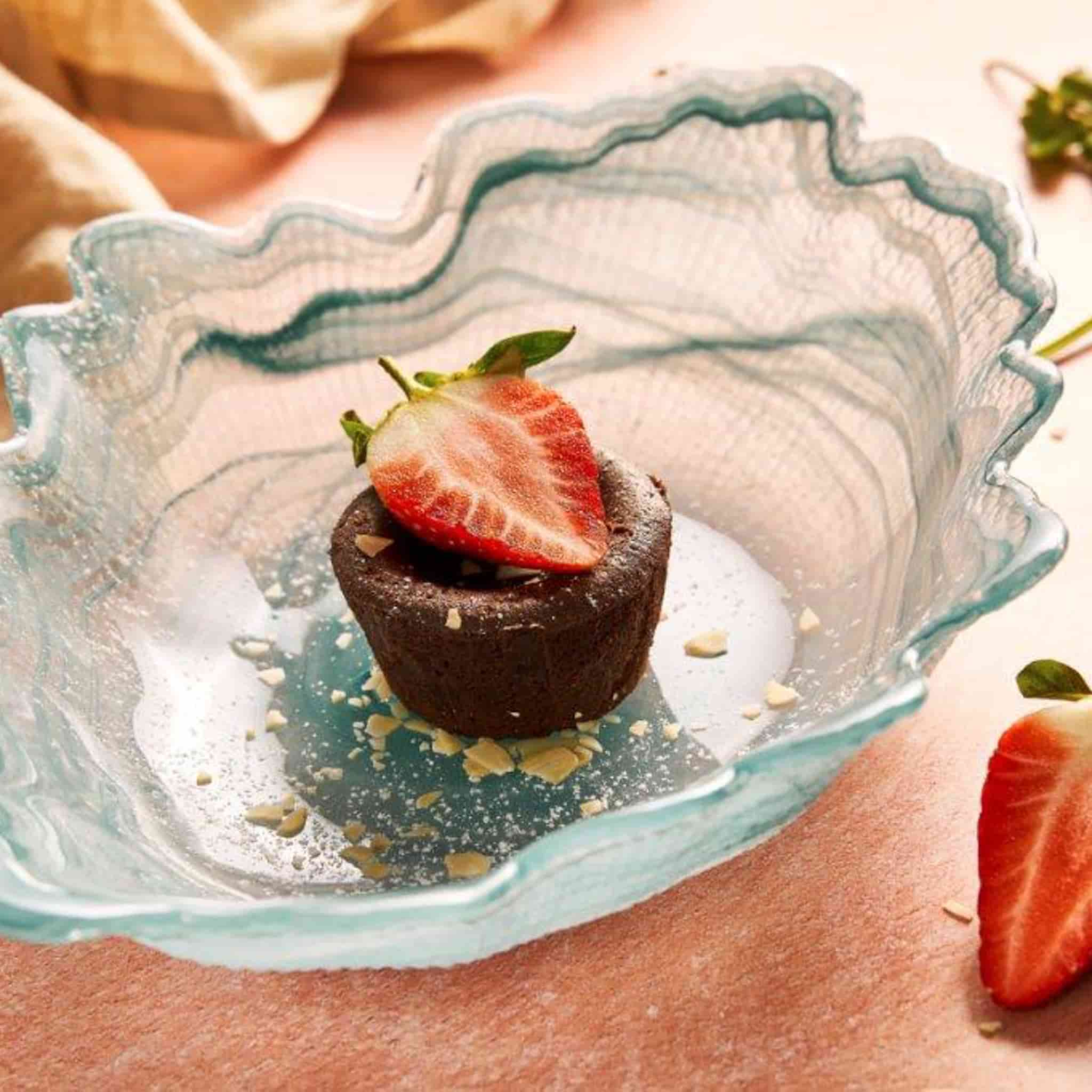 Turquoise Marble Glass Serving Bowl, 40x30cm - Image 3