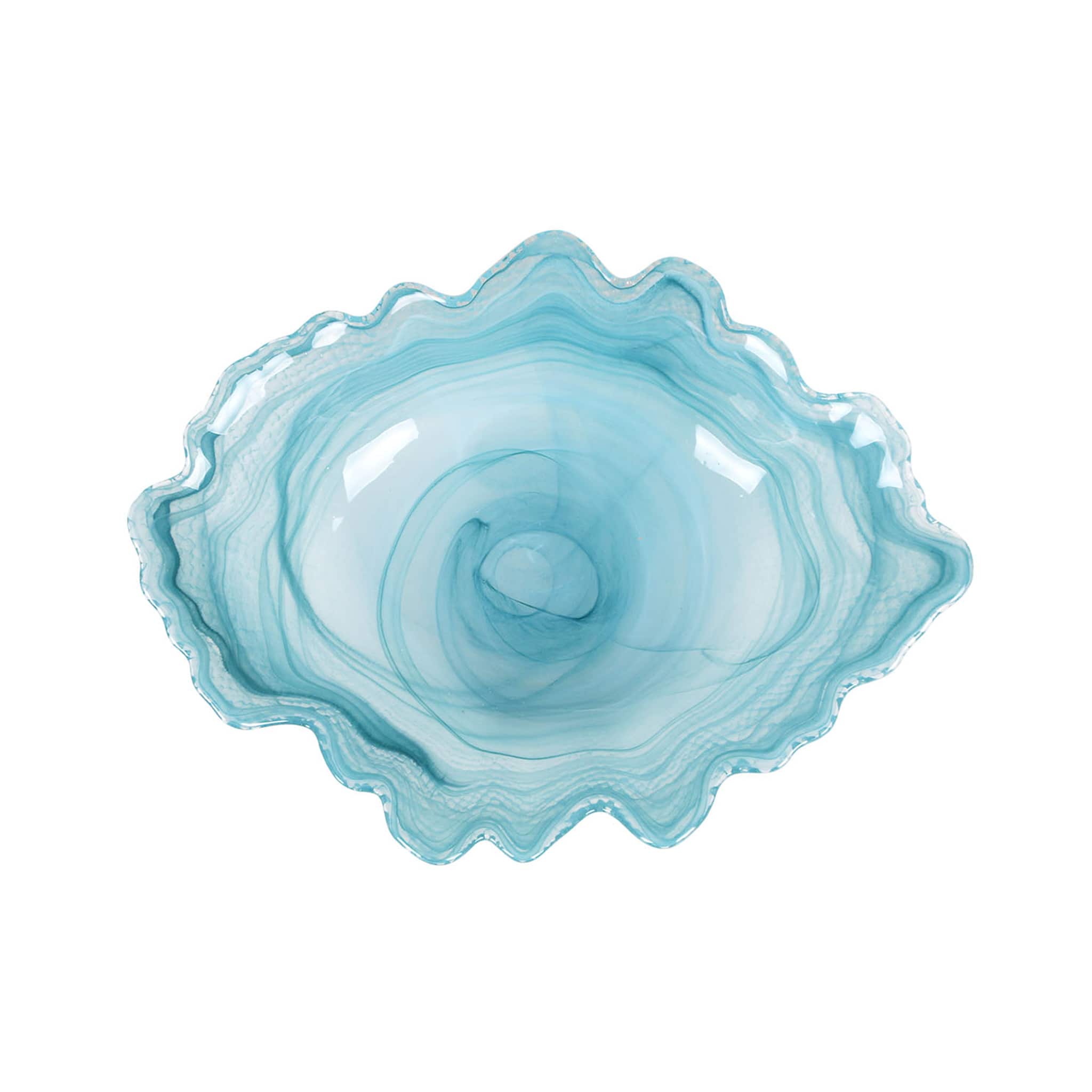 Turquoise Marble Glass Serving Bowl, 30x23cm - Image 2