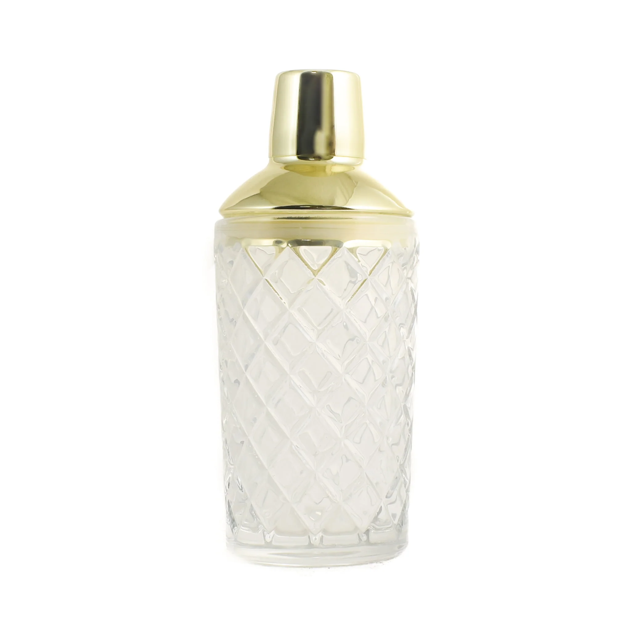 Vintage Inspired Diamond Cut Glass & Gold Cocktail Shaker