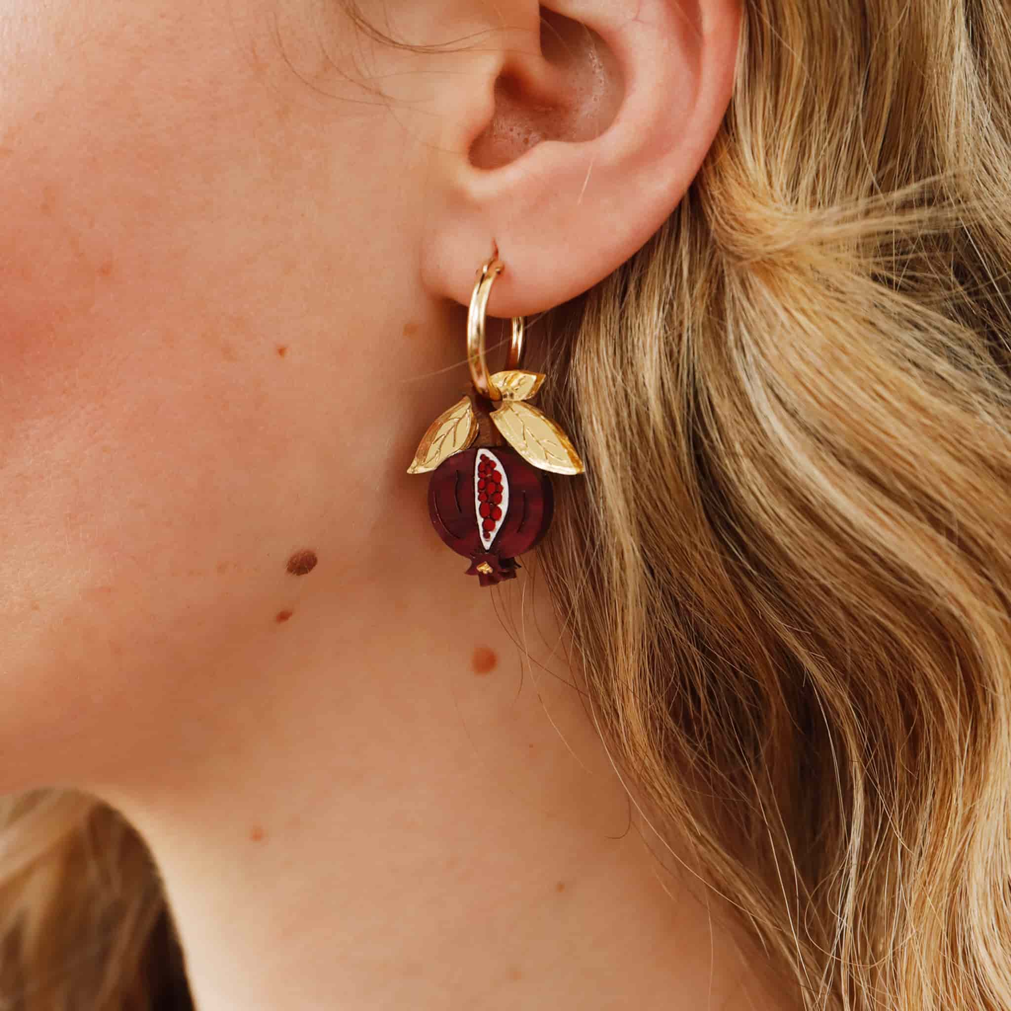 Wolf & Moon Mini Pomegranate Hoop Earrings - Image 2