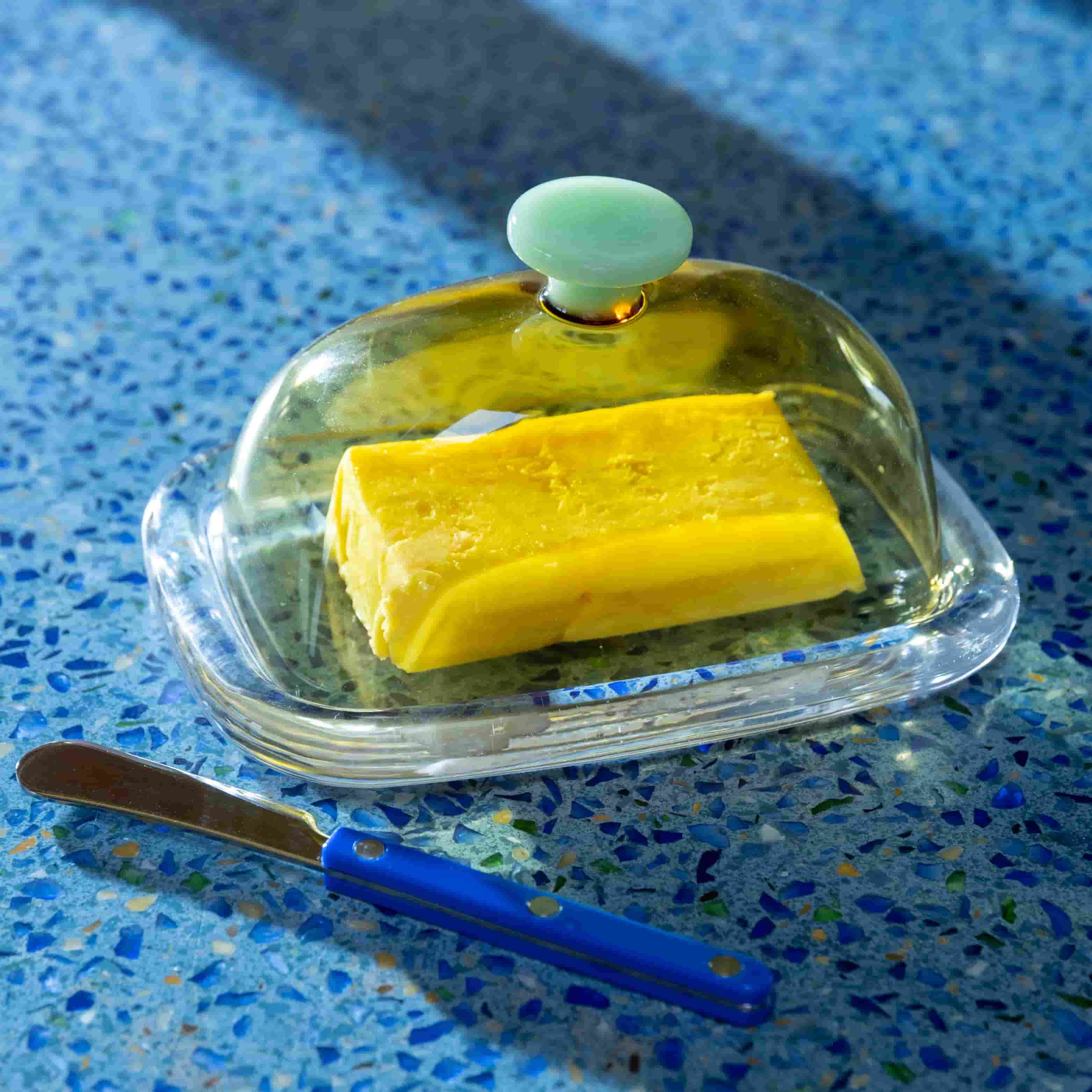 Yellow Glass Butter Dish, 19cm - Image 2
